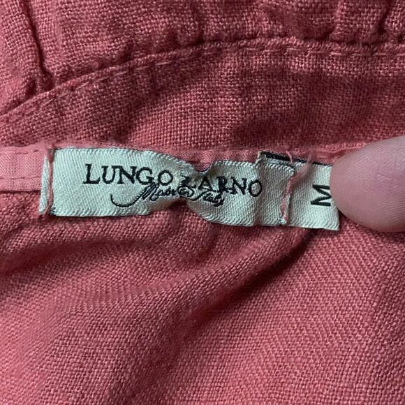 Lungo L'arnoPink 100% Linen Soutache Neck Dress     Size: M - Picture 6 of 6